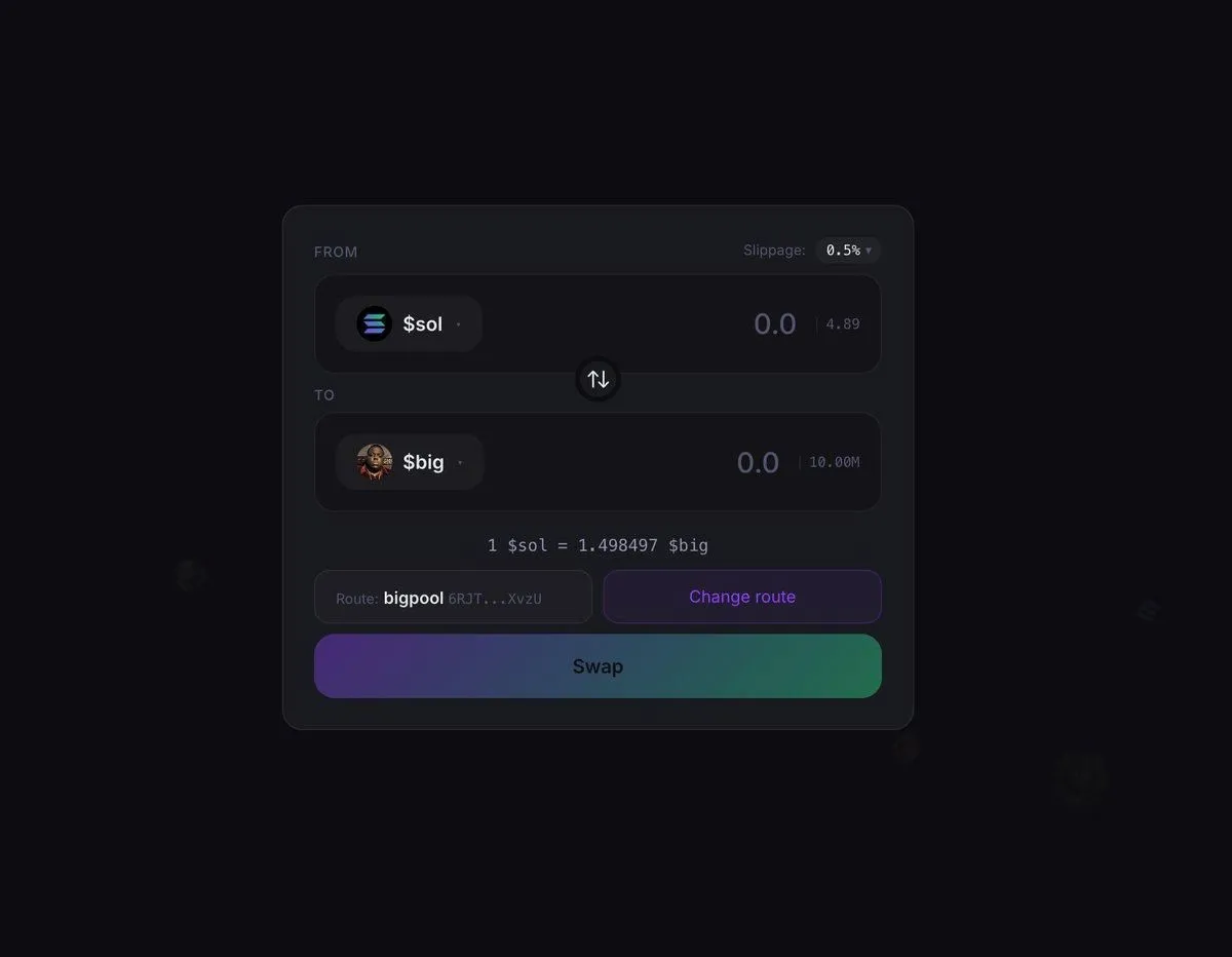 Early swap page that let you pick a single pool to swap through